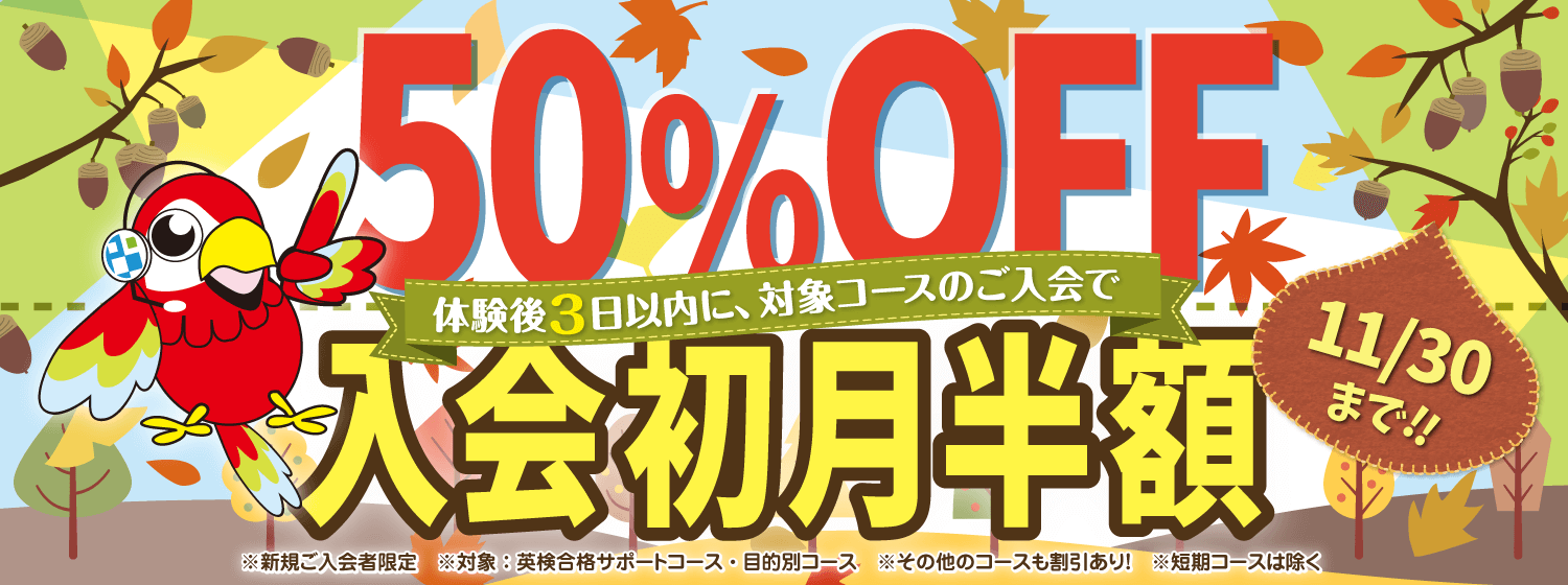 ご好評につき「初月半額キャンペーン」続行！11/11まで